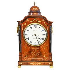 Regency Domed and Brass Inlaid Mantel Clock by Houghton Birmingham, Circa 1830