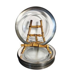 Assiettes à salade en verre bordées d'argent Dorothy Thorpe, lot de 8 - France