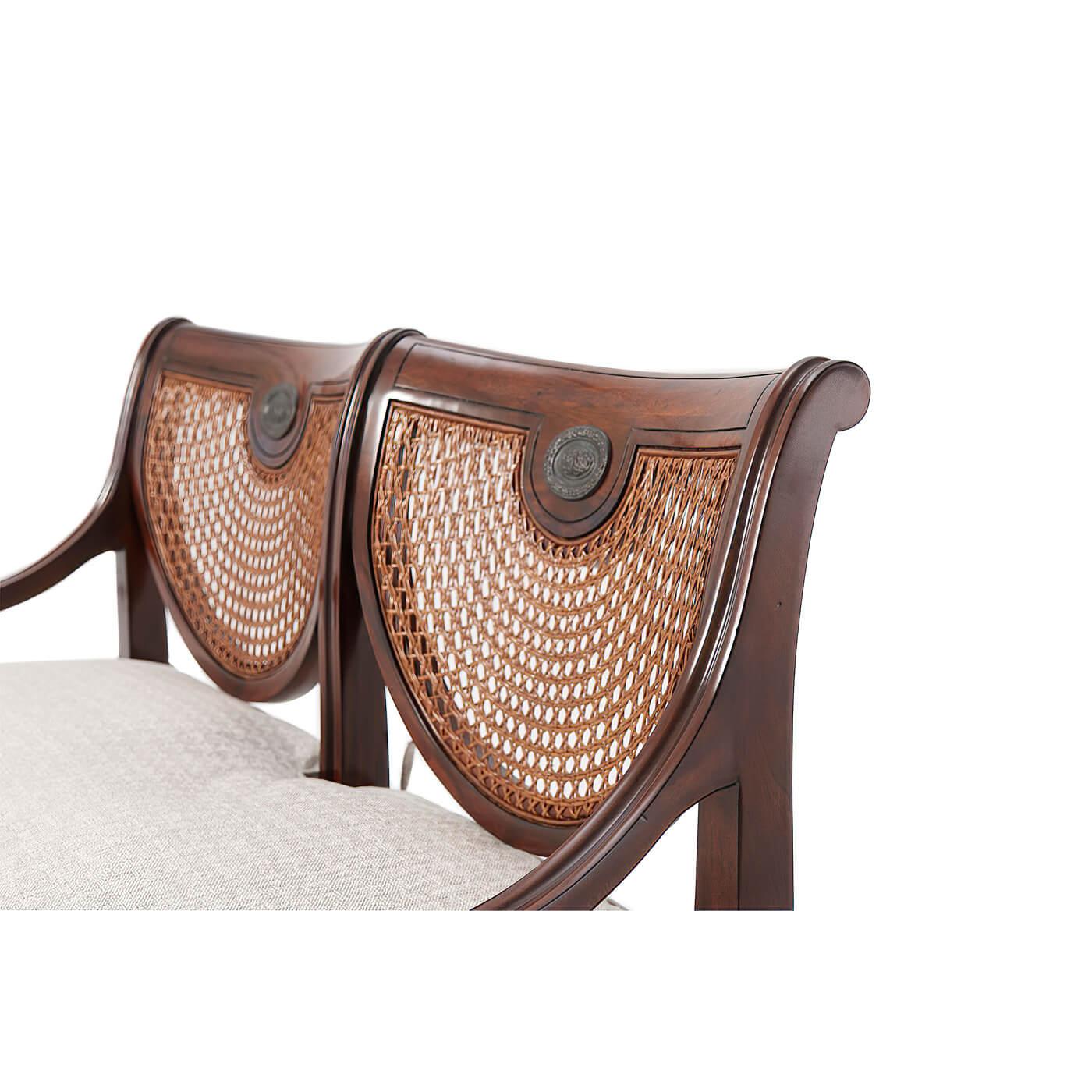 Wood Regency Double Chairback Settee For Sale