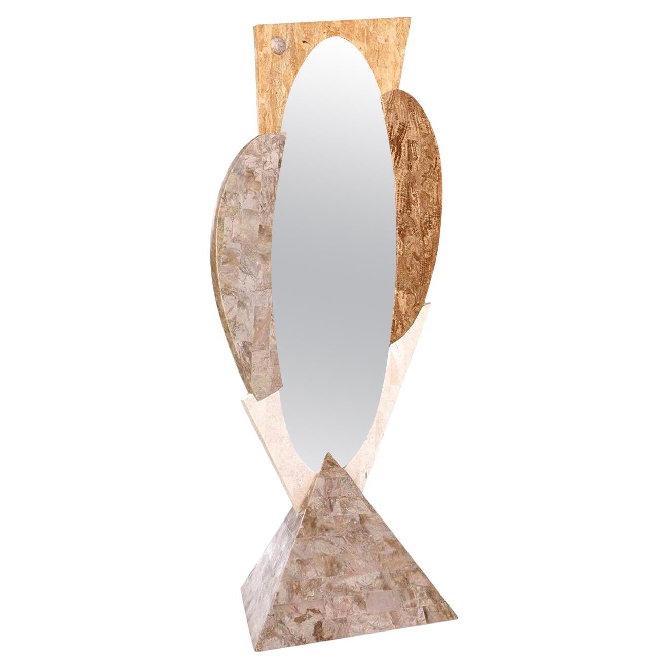 Regency Dressing Mirror, Marquis Collection of Beverly Hills Tessellated Stone For Sale