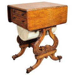 Regency Drop-Leaf Work Table in Pollard Oak