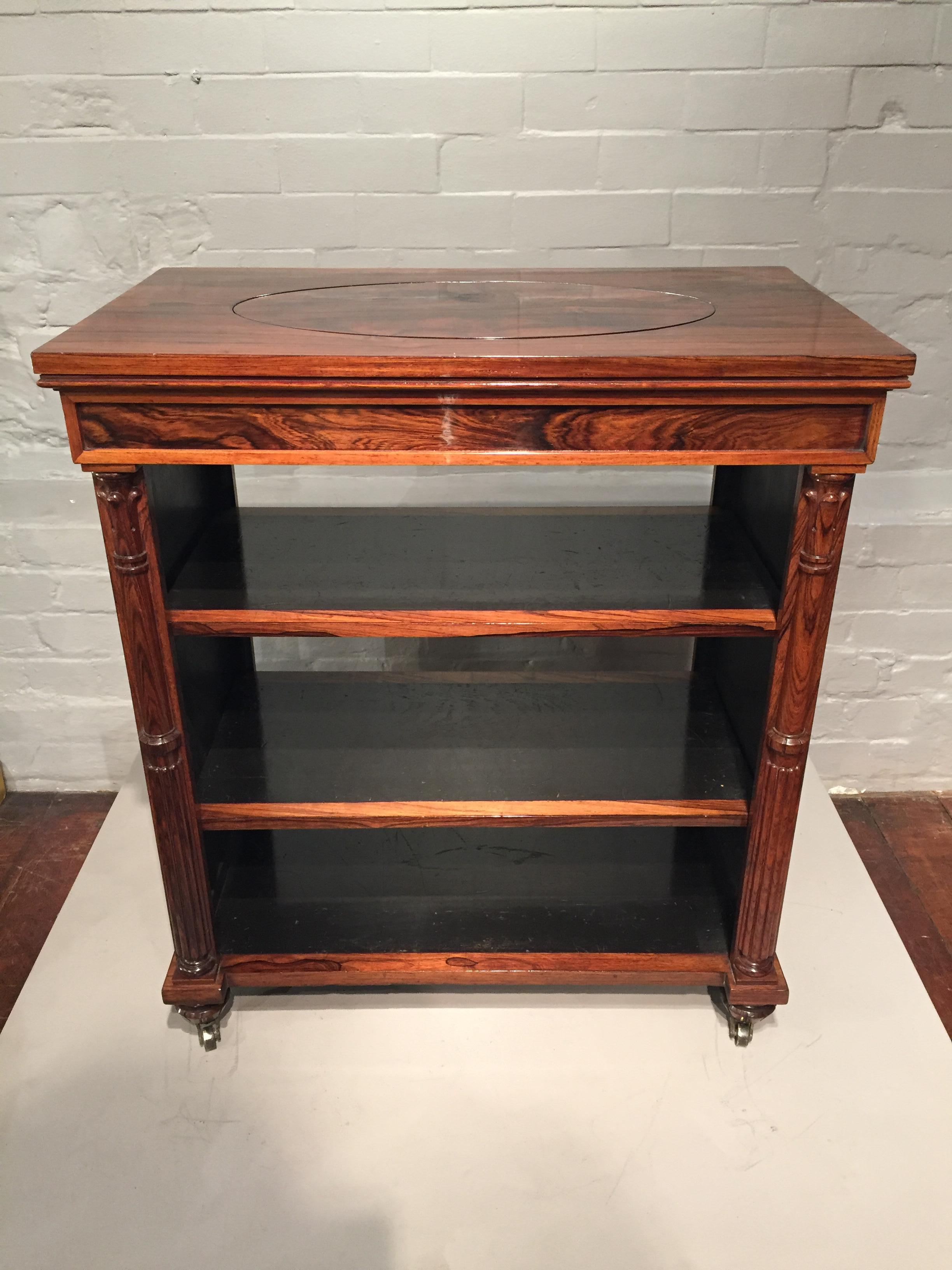 Regency Early 19th Century Rosewood Open Centre Bookcase and Jardinière For Sale 4