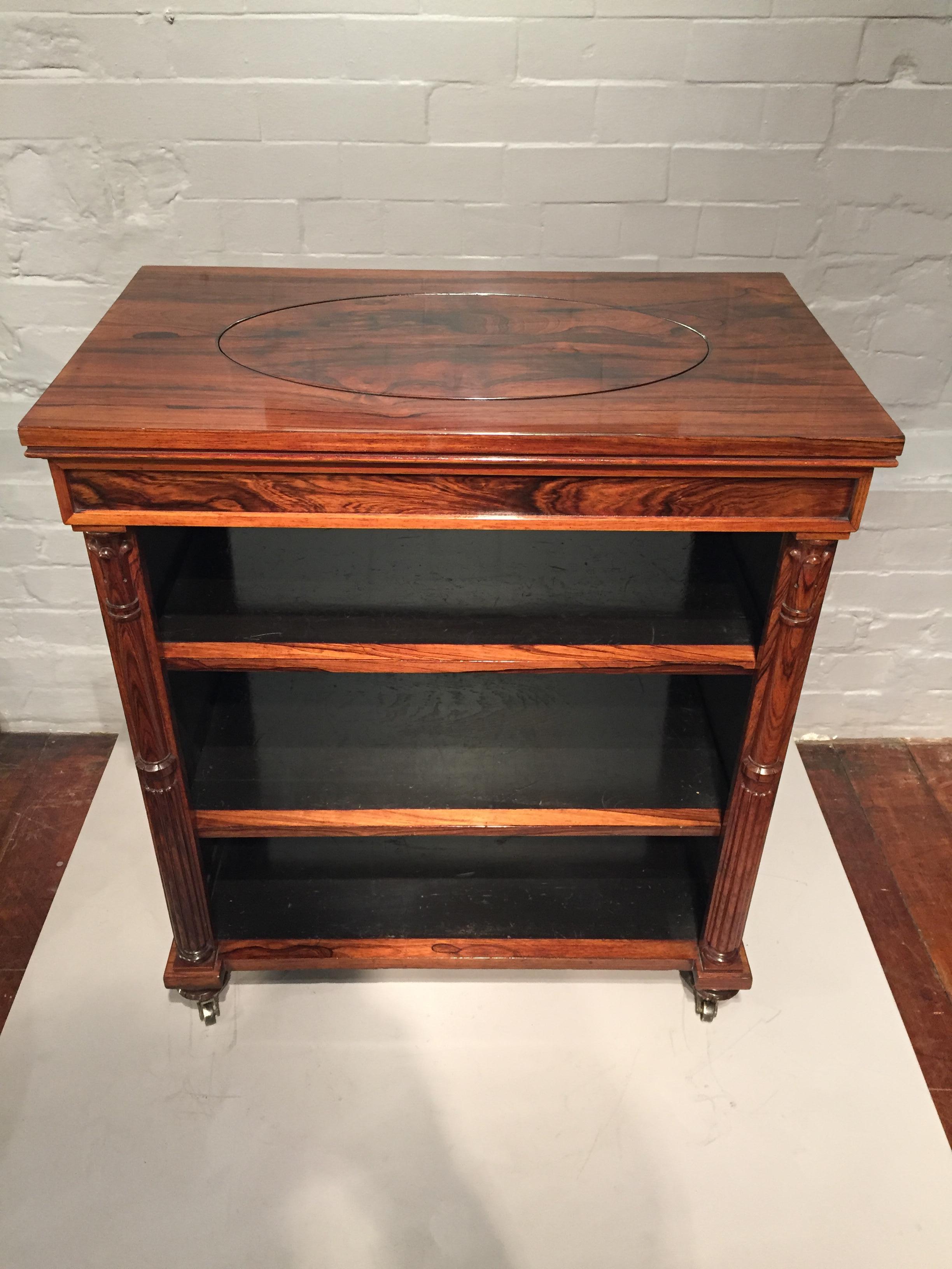 Regency Early 19th Century Rosewood Open Centre Bookcase and Jardinière For Sale 5