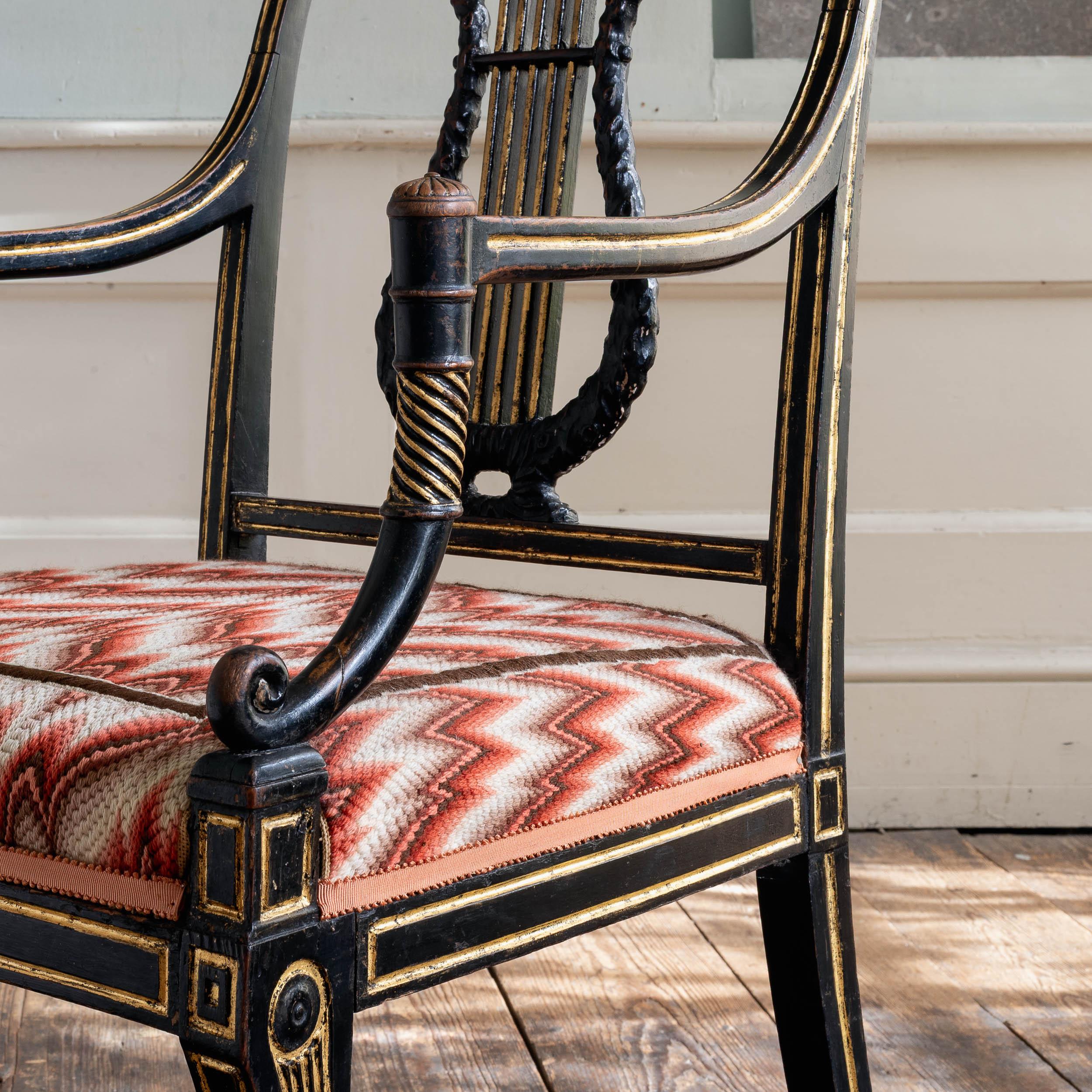 Regency-Sessel, ebonisiert und paketvergoldet im Angebot 1