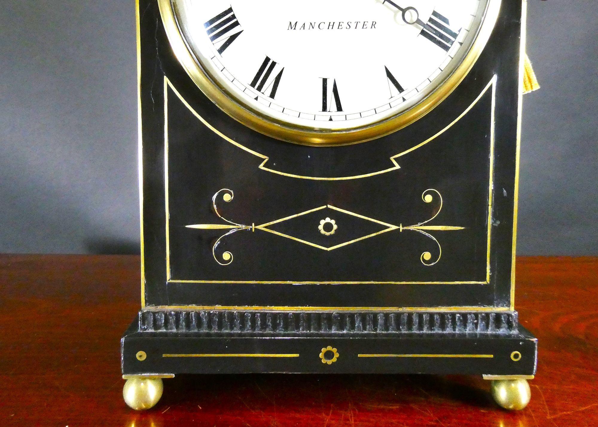 Regency Ebonised Bracket Clock by John Hemingway, Manchester For Sale 5