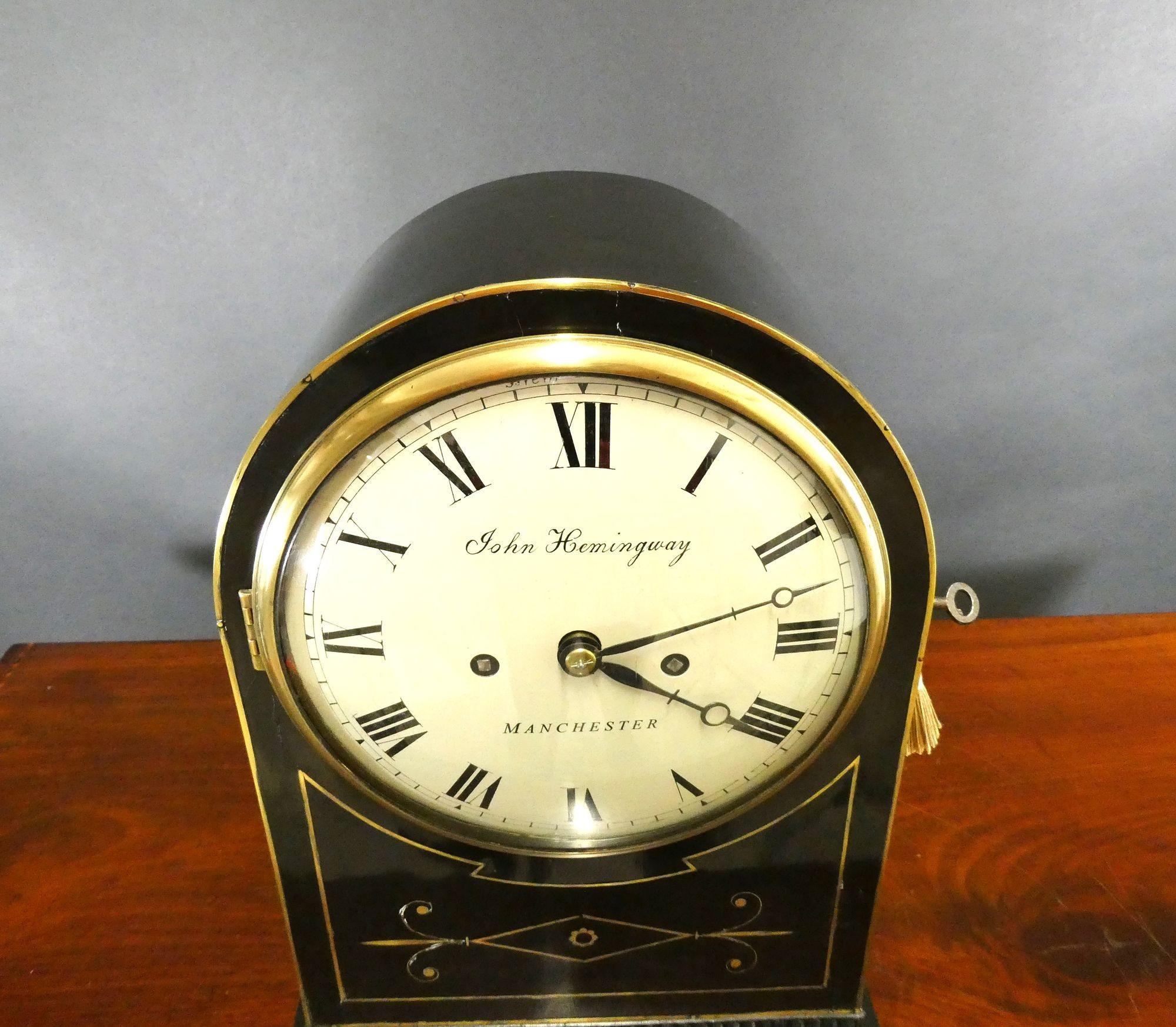 Regency Ebonised Bracket Clock by John Hemingway, Manchester For Sale 6