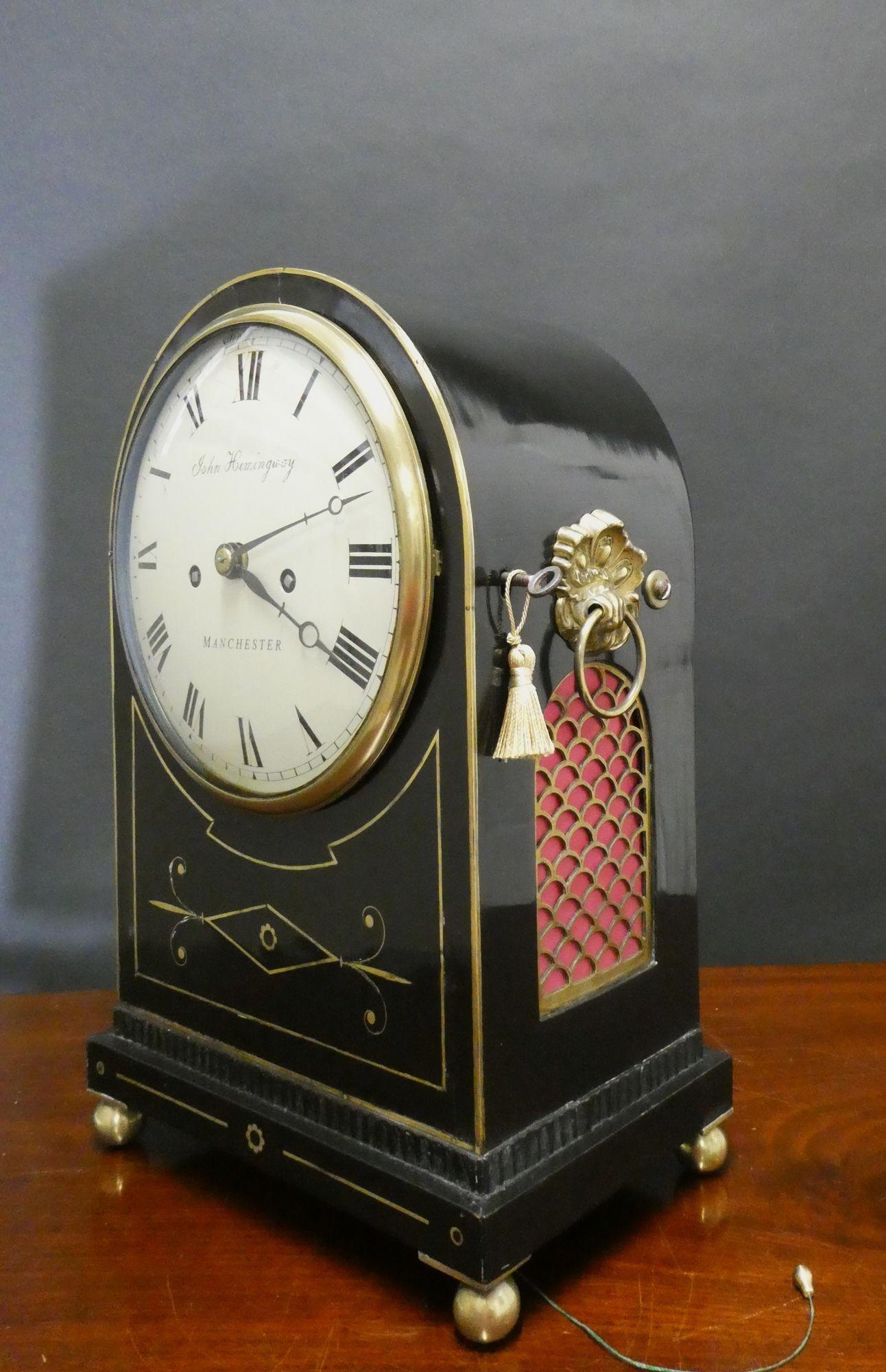 English Regency Ebonised Bracket Clock by John Hemingway, Manchester For Sale