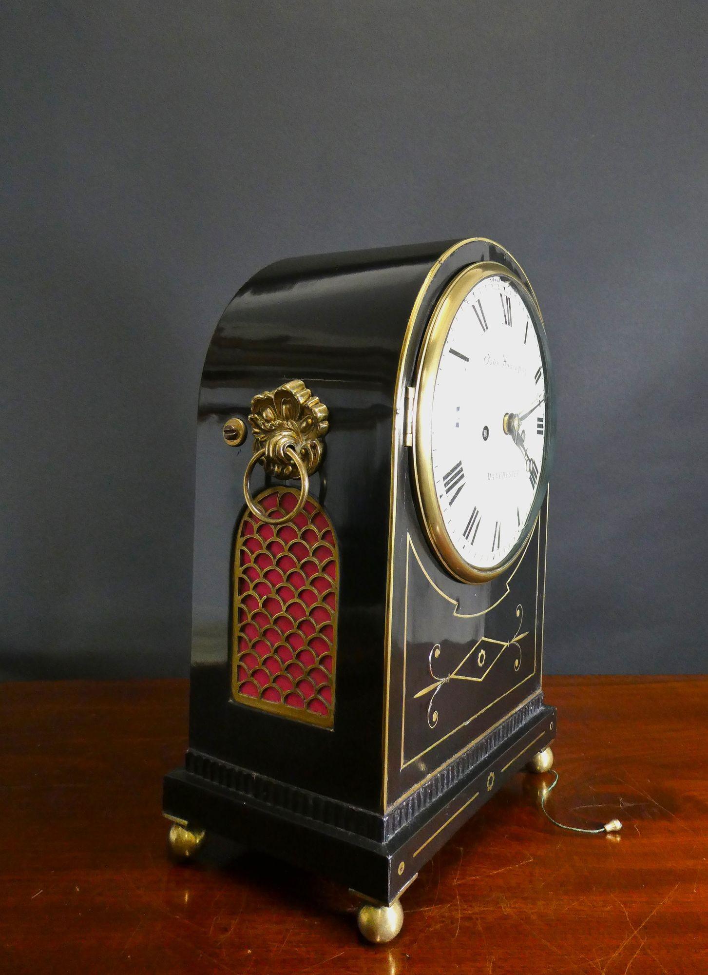 Early 19th Century Regency Ebonised Bracket Clock by John Hemingway, Manchester For Sale