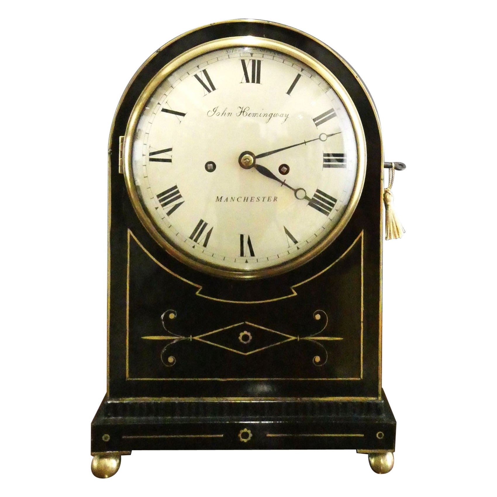 Pendule de style Régence en bois d'ébène de John Hemingway, Manchester en vente