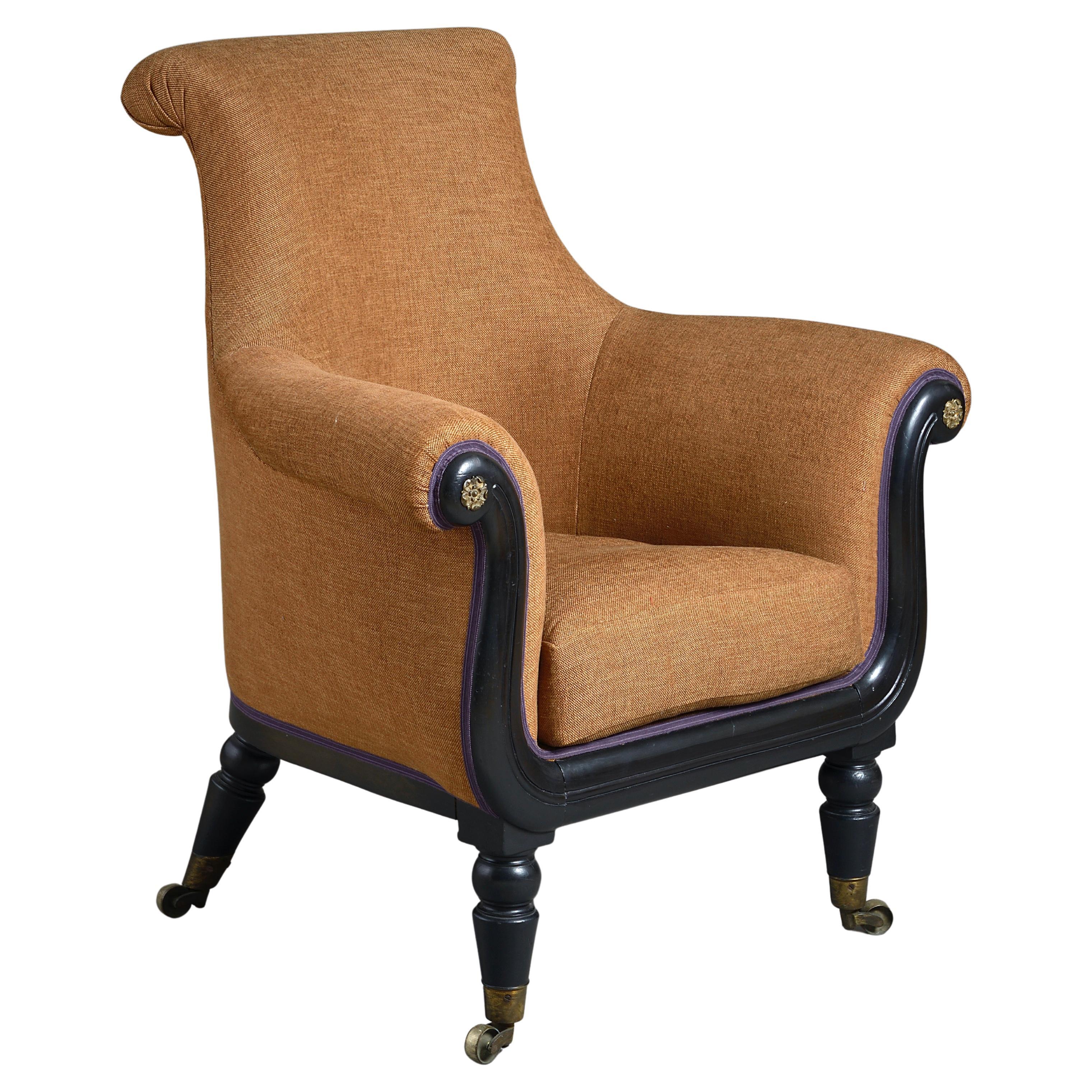 Regency Bibliothekssessel aus Ebenholz