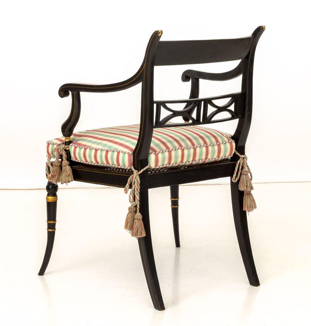 Regency Ebonized and Gilt Armchair, 19th C. Caña en venta