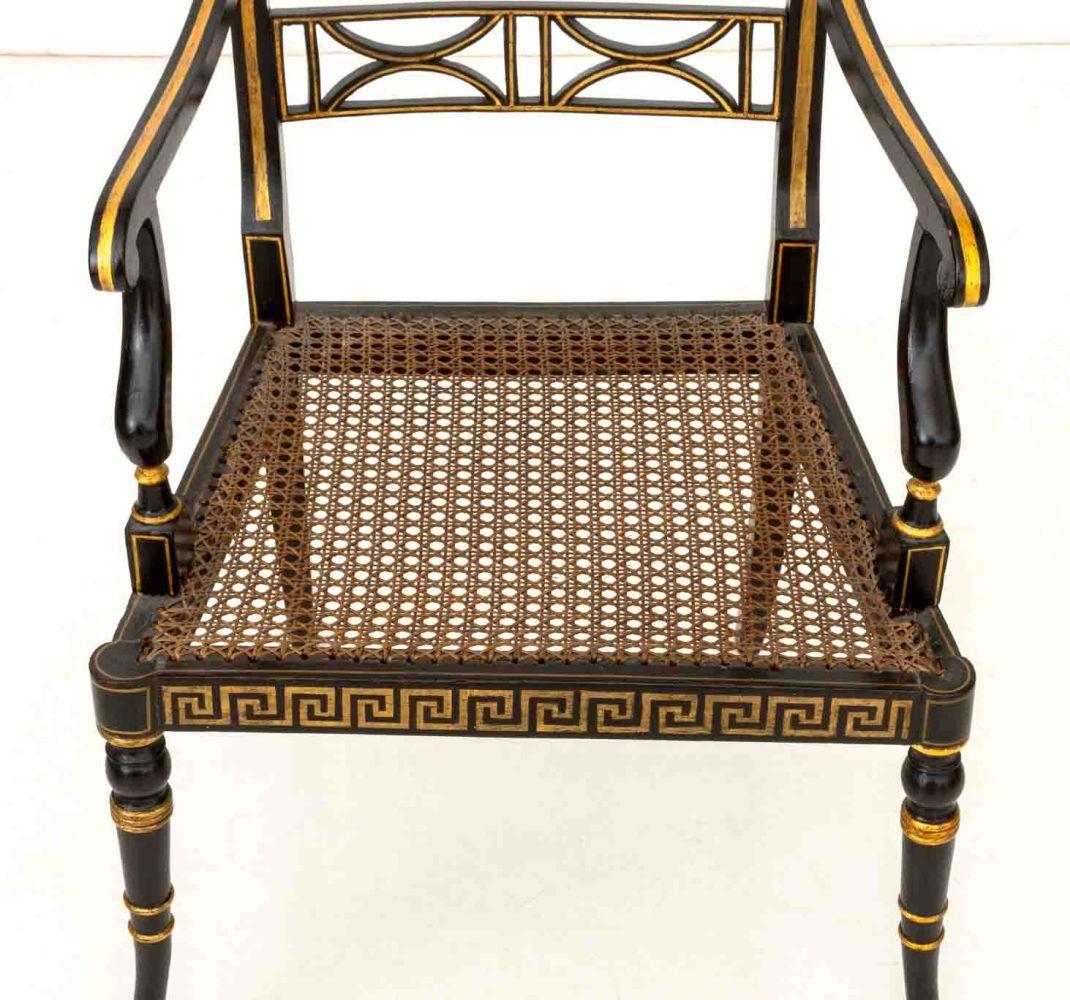 Regency Ebonized and Gilt Armchair, 19th C. siglo XIX en venta