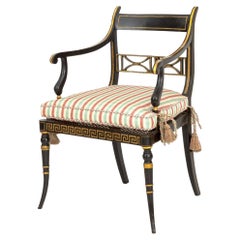 Regency Ebonized and Gilt Armchair, 19th C.