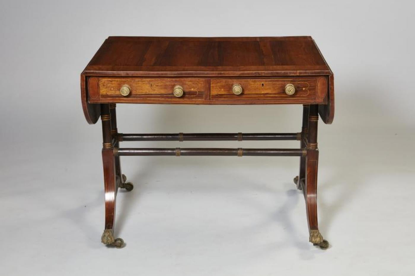 British Regency Ebonized and Gilt Rosewood Sofa Table For Sale