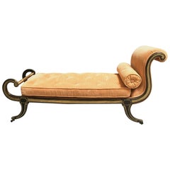 Regency Ebonized and Parcel-Gilt Chaise Lounge