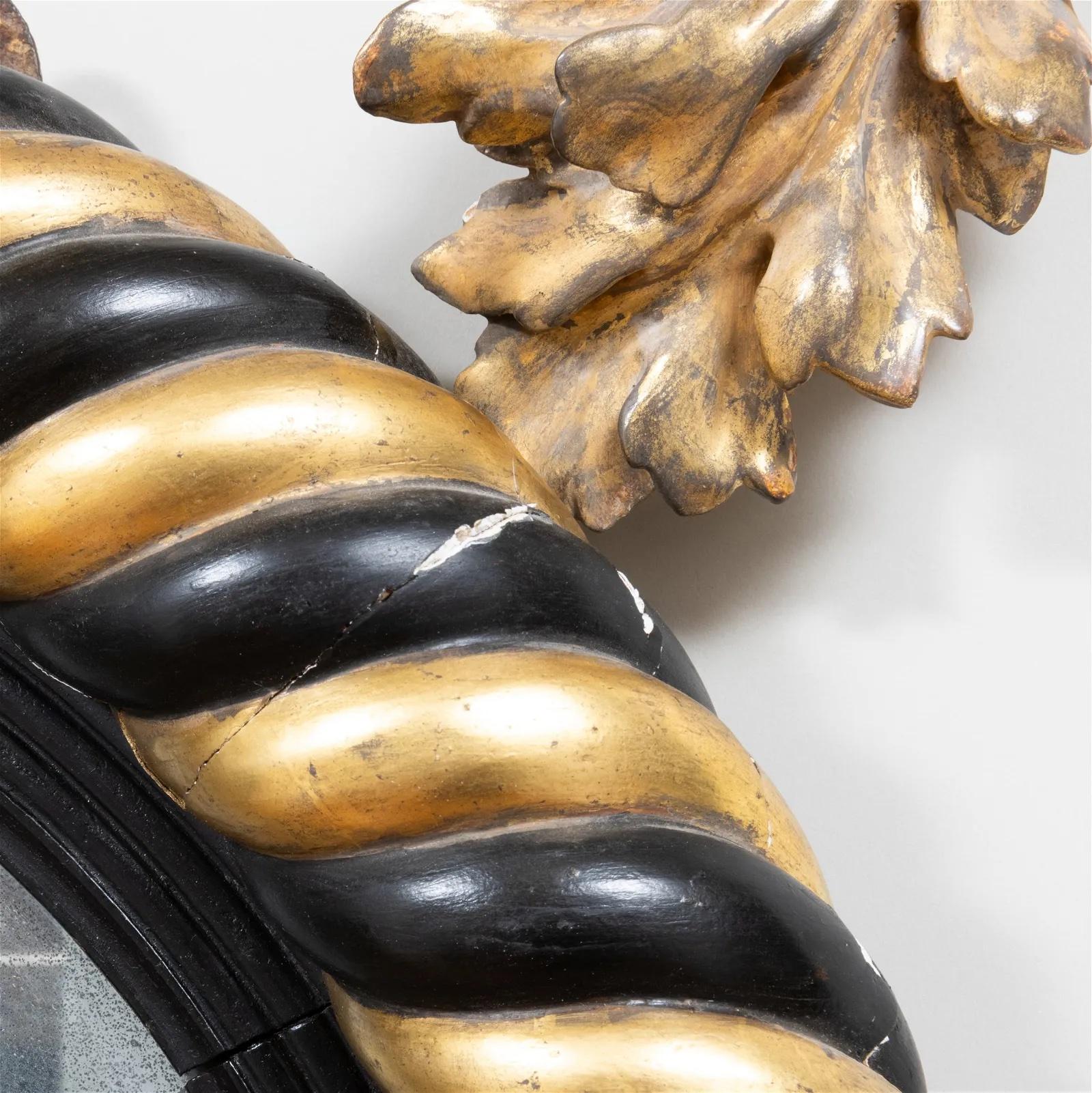 Espejo Girandole de Dos Luces Ebonizado y Dorado a la Parcela de la Regencia Madera en venta