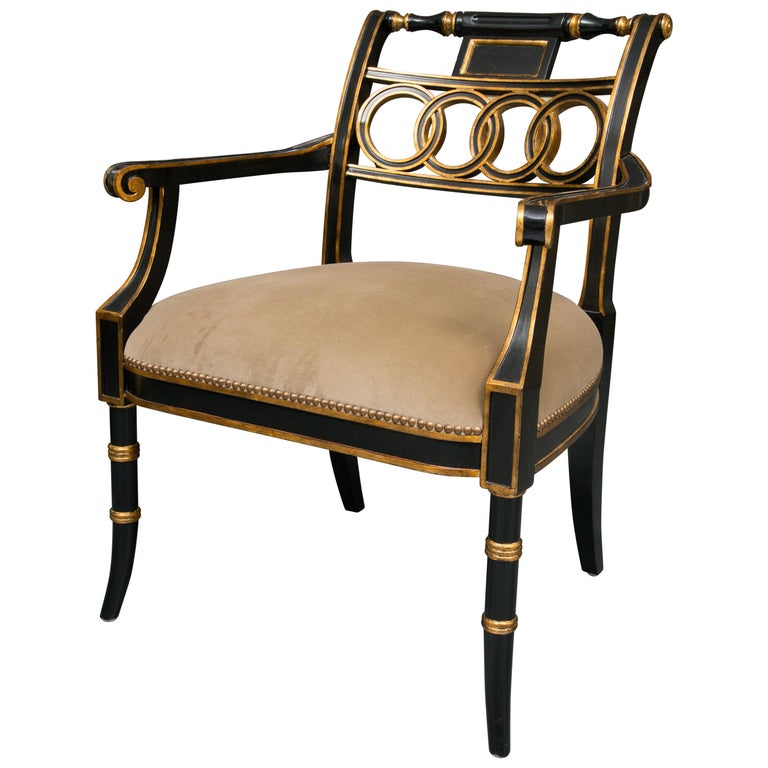 Regency Ebonized Style Side Chair at 1stDibs