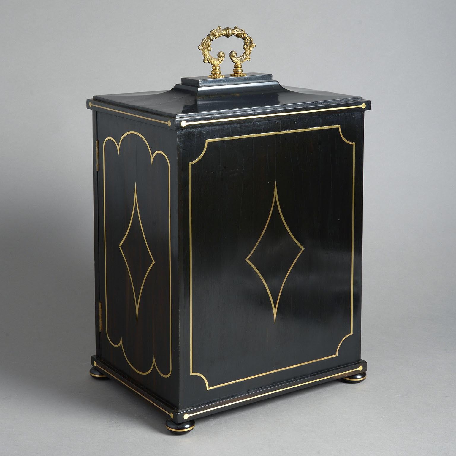 Regency Ebony and Brass Inlaid Collector’s Cabinet In Good Condition In London, GB