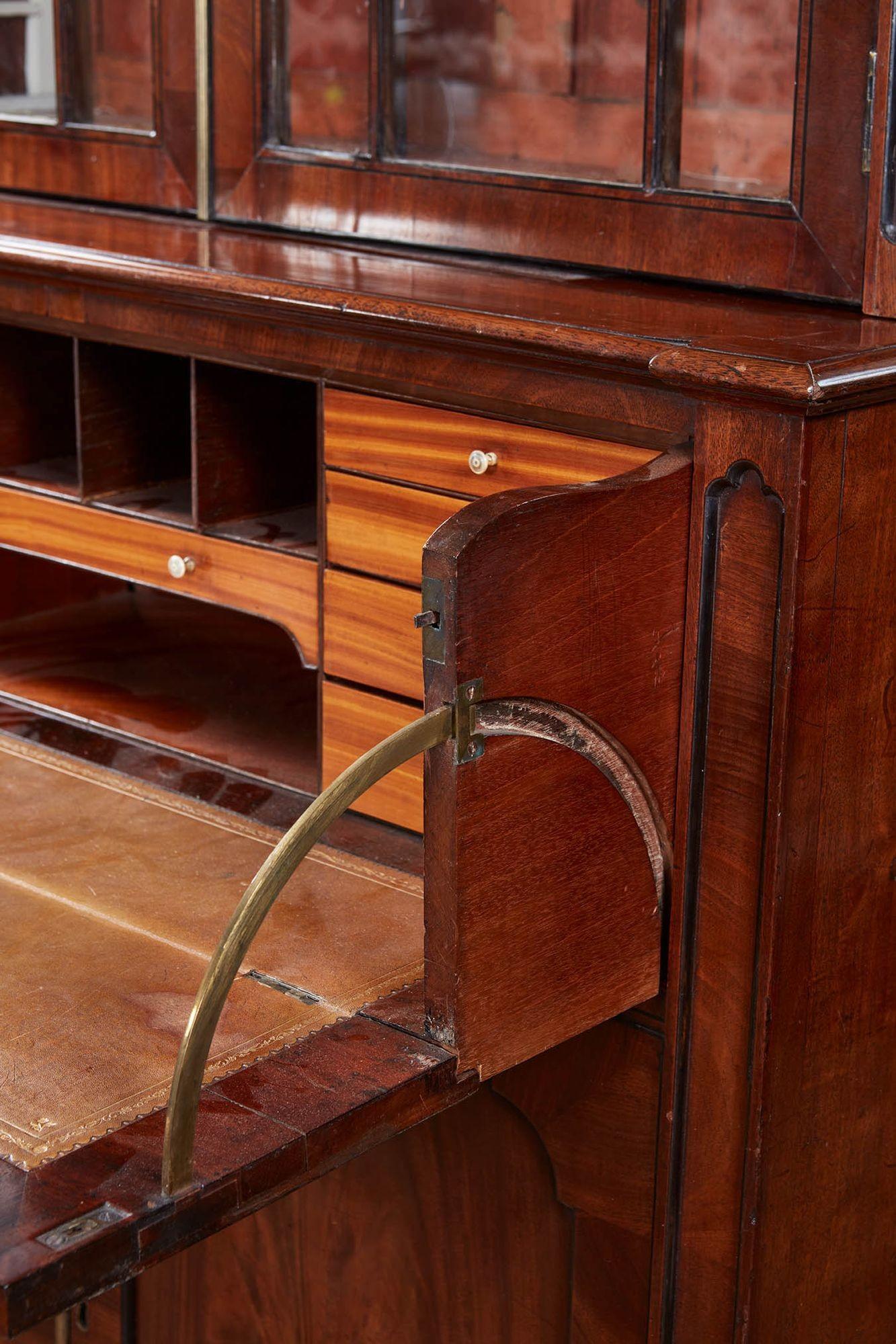 Regency Ebony Inlaid Secretaire Bookcase For Sale 4