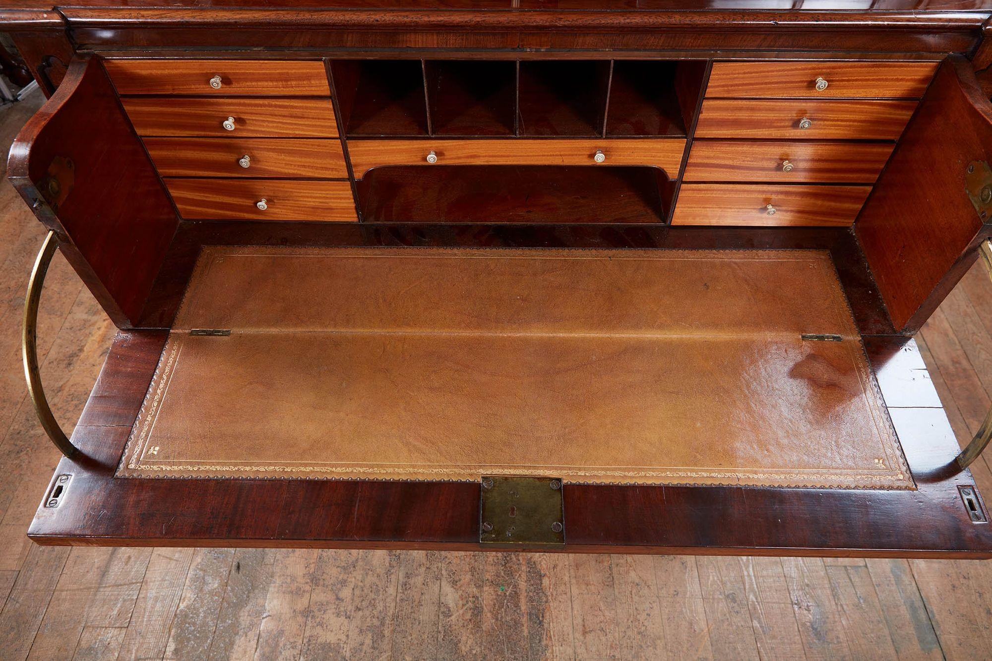 19th Century Regency Ebony Inlaid Secretaire Bookcase For Sale