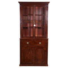 Antique Regency Ebony Inlaid Secretaire Bookcase
