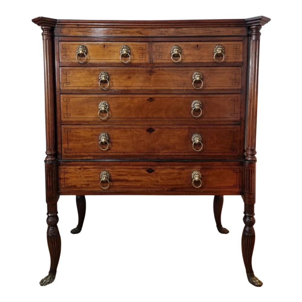 British Regency Egyptian Revival Mahogany Chest on Stand 1811-1820 For Sale