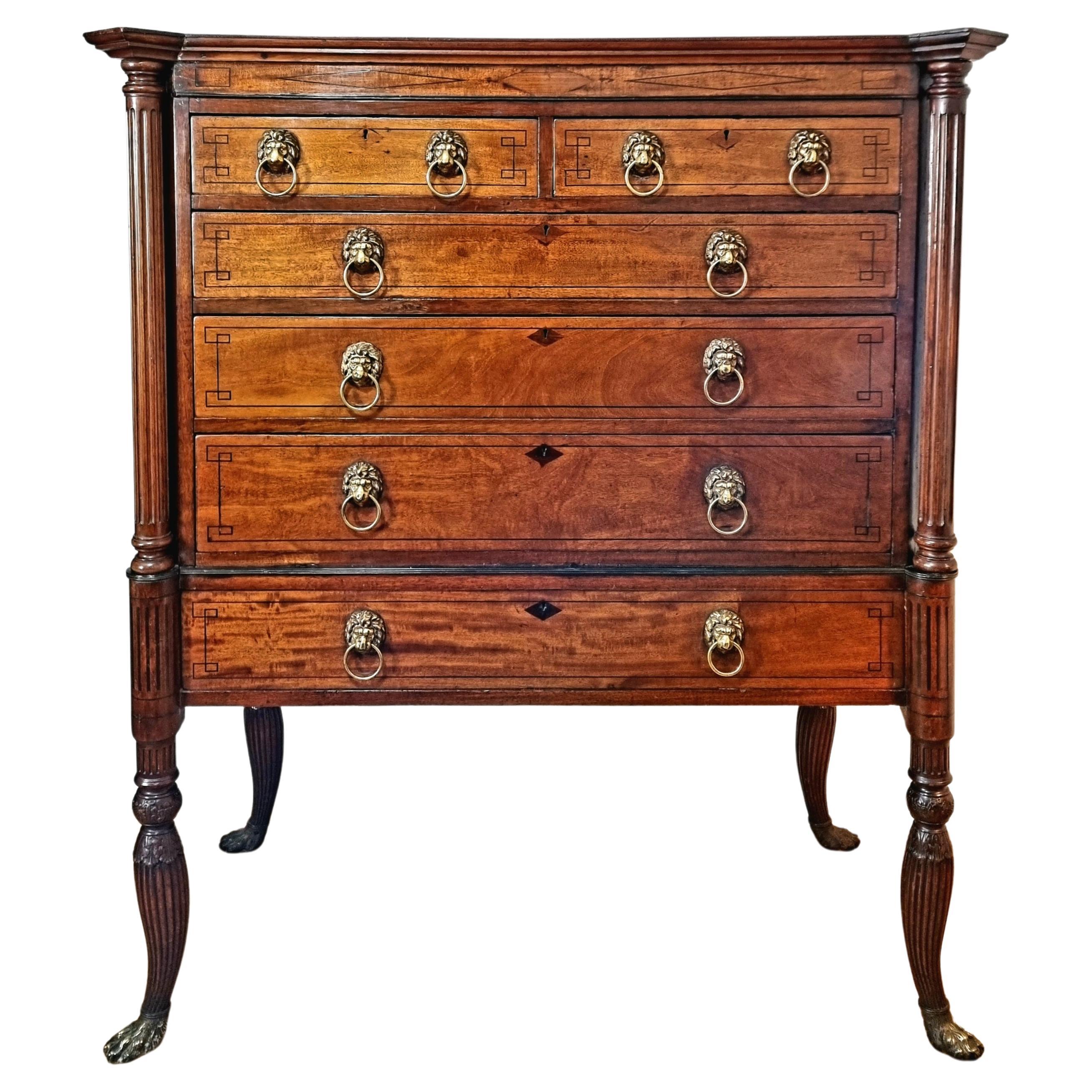 Regency Egyptian Revival Mahogany Chest on Stand 1811-1820 For Sale
