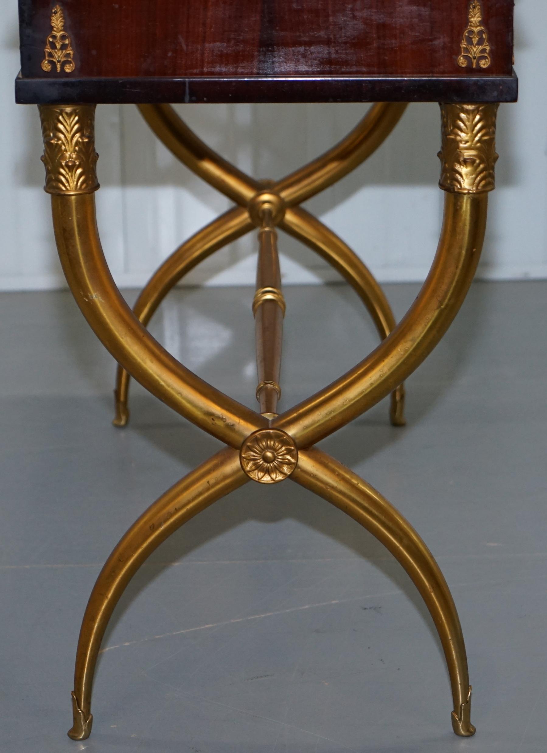 Regency Empire Style Neoclassical Writing Console Table with Brass Sculpted Legs 9