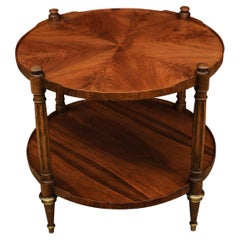 Regency Empire Two Tier Flame Walnut Gueridon Table With Elegant Reeded Legs