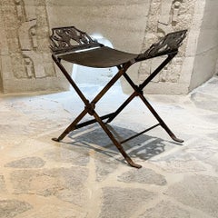 Antique Cast Iron Vanity Bench Stool style of Oscar Bach