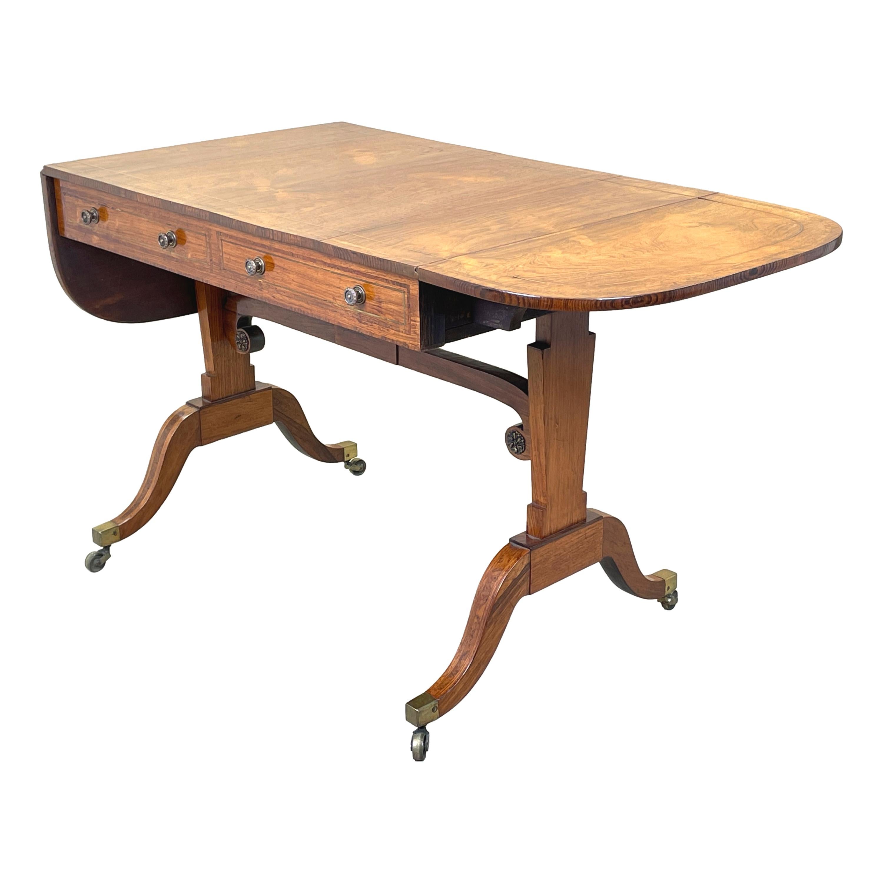 Regency English 19th Century Rosewood & Yew Sofa Table 7