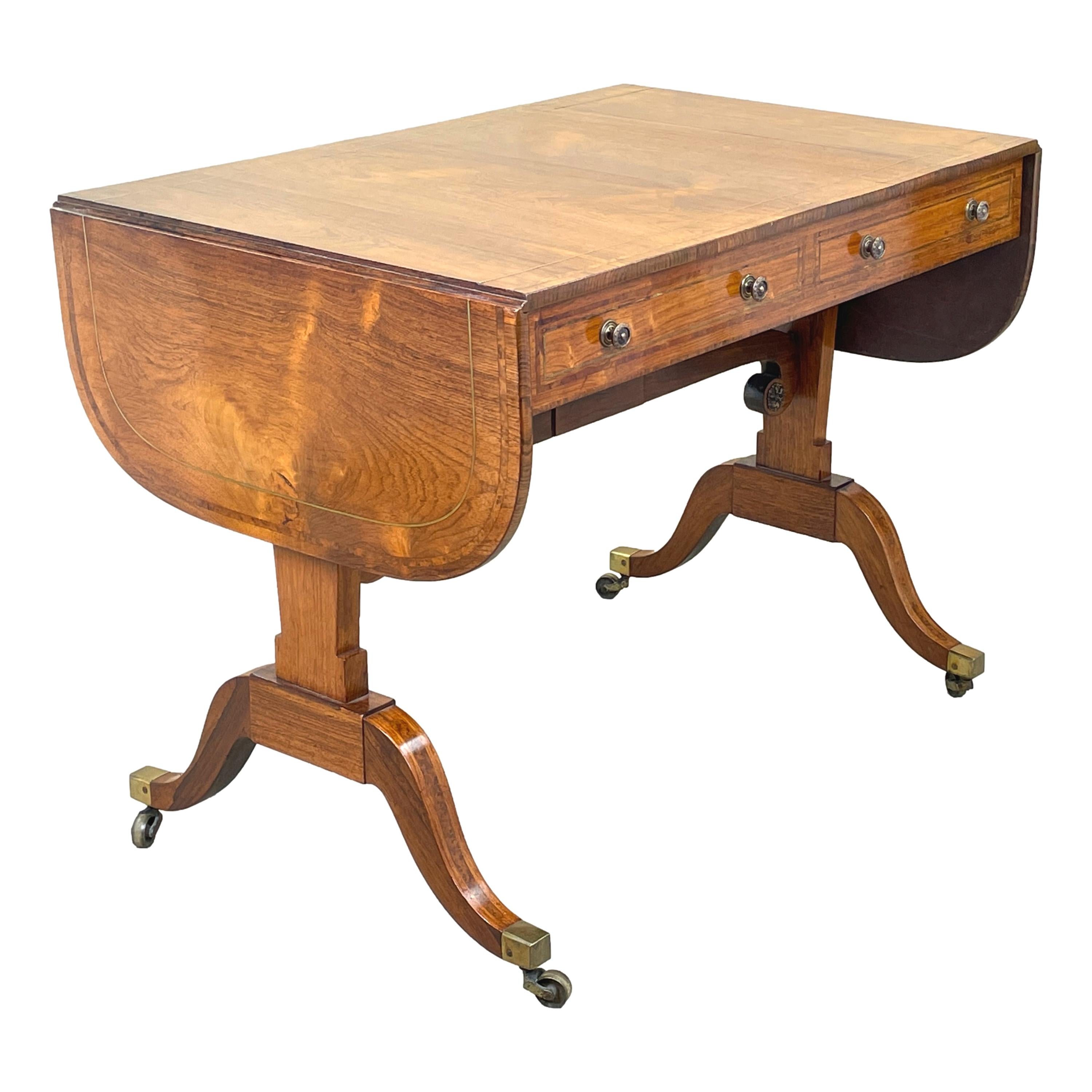Regency English 19th Century Rosewood & Yew Sofa Table 9