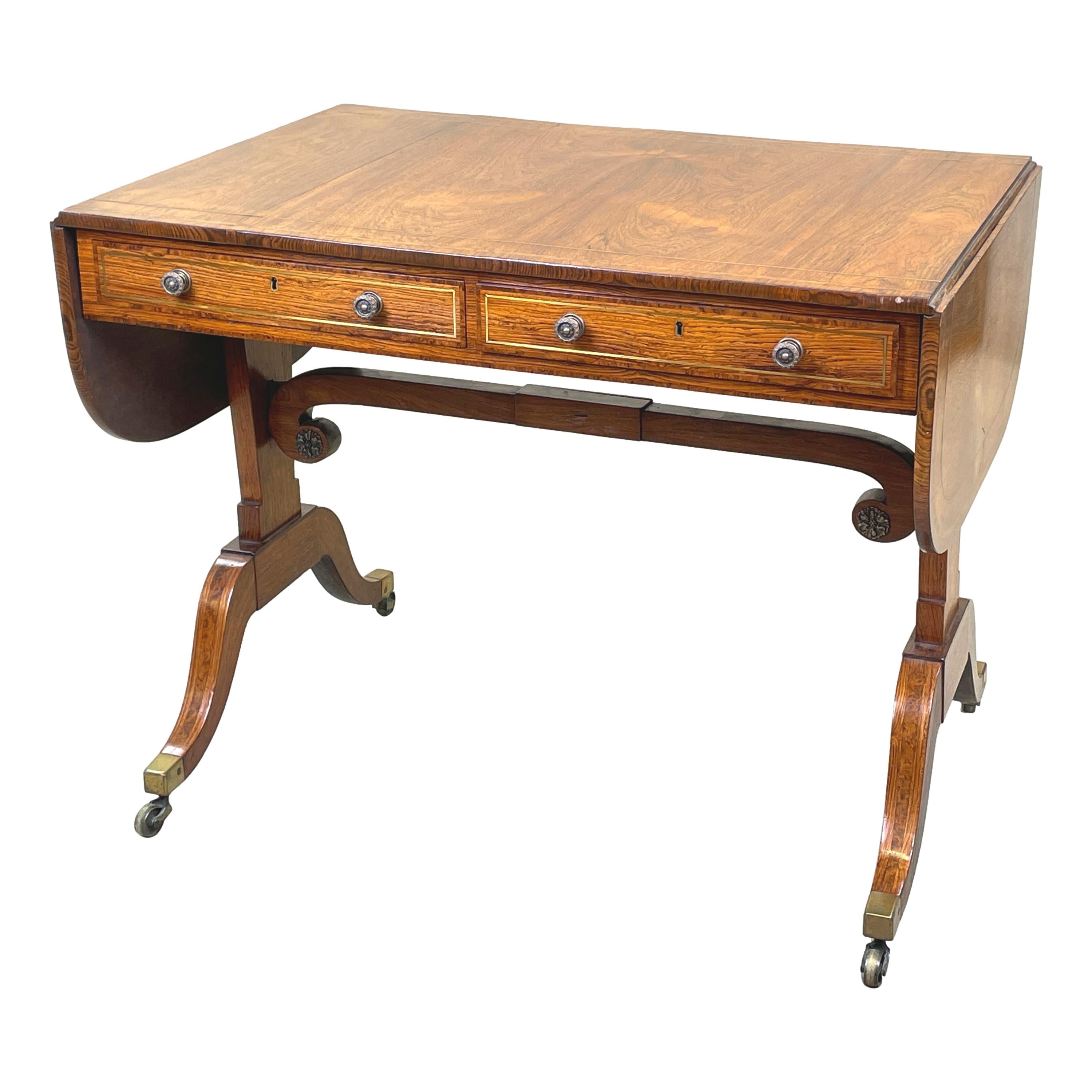 Regency English 19th Century Rosewood & Yew Sofa Table 1