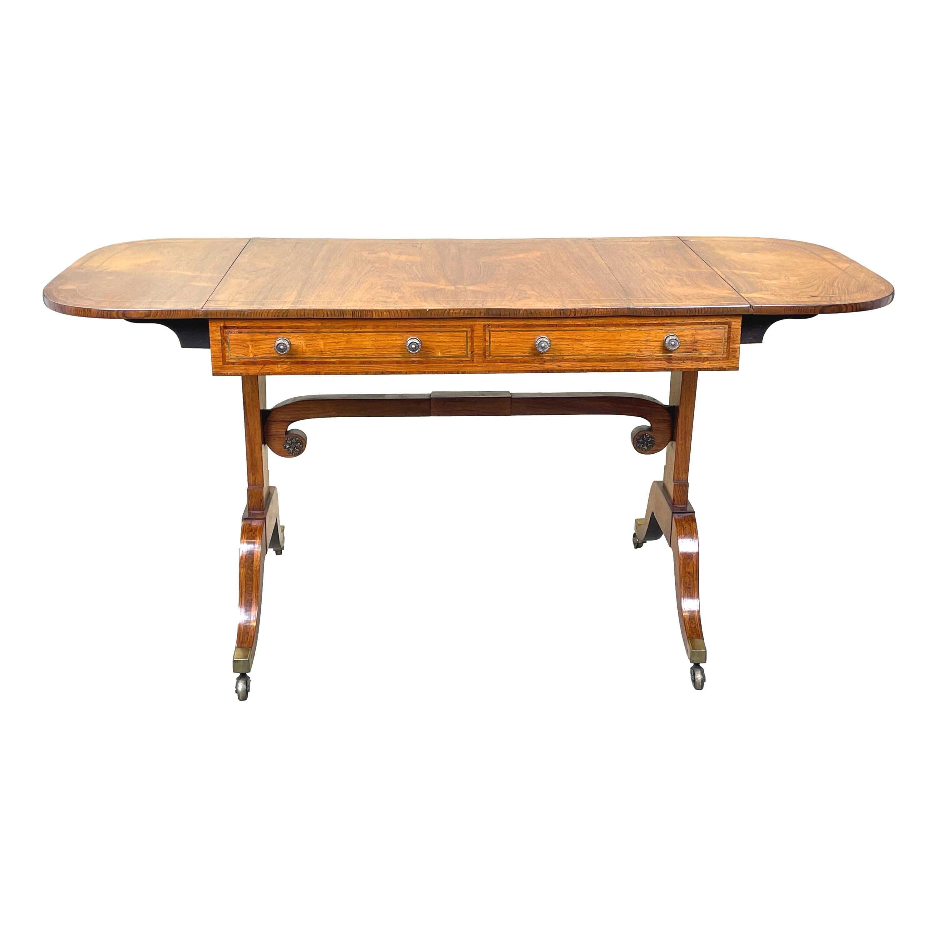 Regency English 19th Century Rosewood & Yew Sofa Table 3