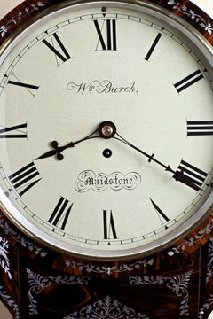 Regency English Coromandel Drop Dial Wall Clock by William Burch, Maidstone