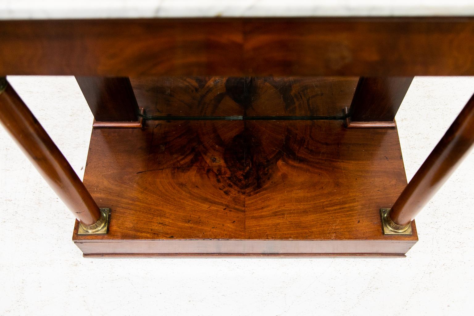 Brass Regency English Marble Top Console Table For Sale