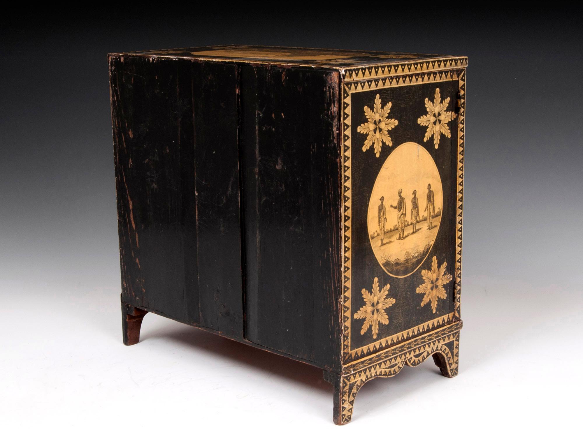 Regency English Penwork Cabinet In Good Condition For Sale In Northampton, GB