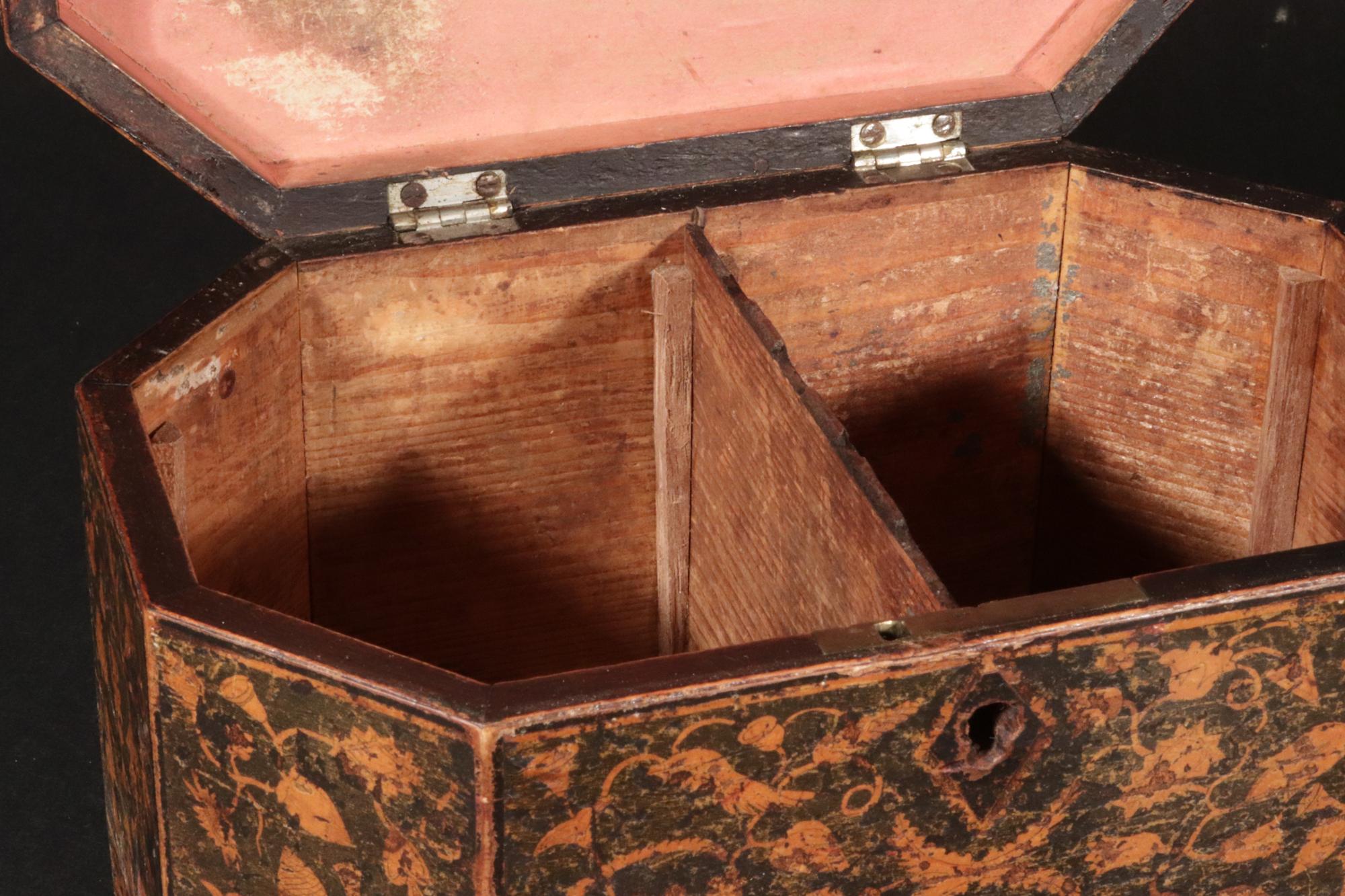 Caja de Té Doble de Penwork Inglés de la Regencia en venta 7