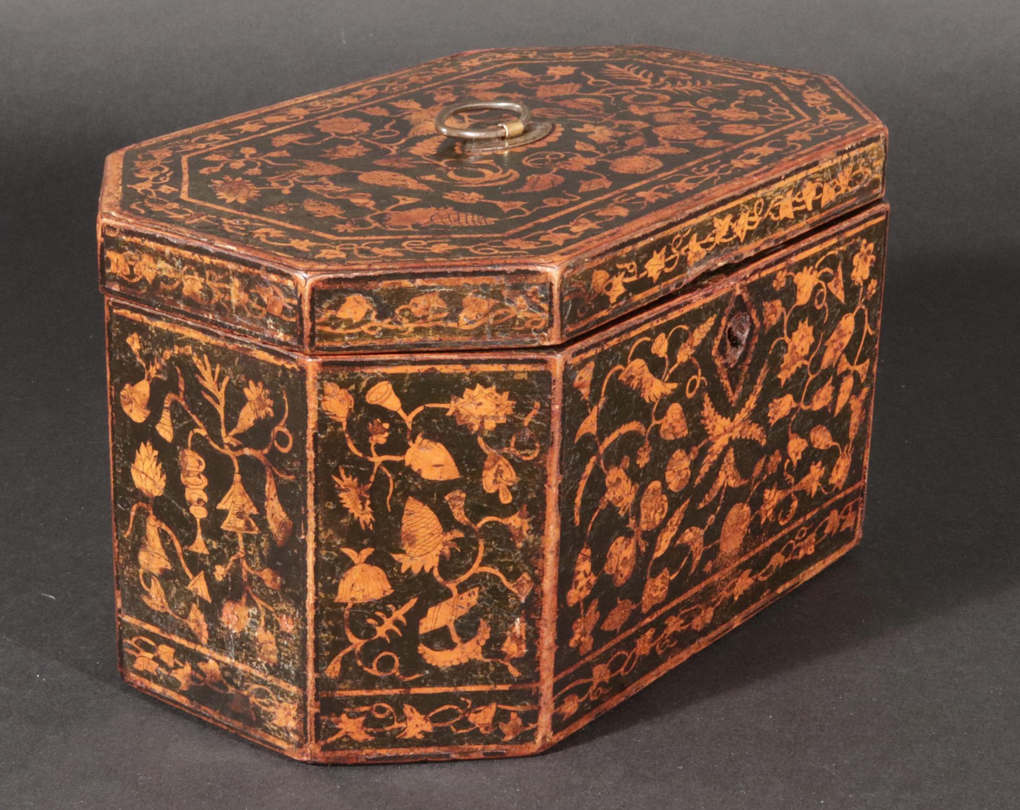 Caja de Té Doble de Penwork Inglés de la Regencia en venta 2