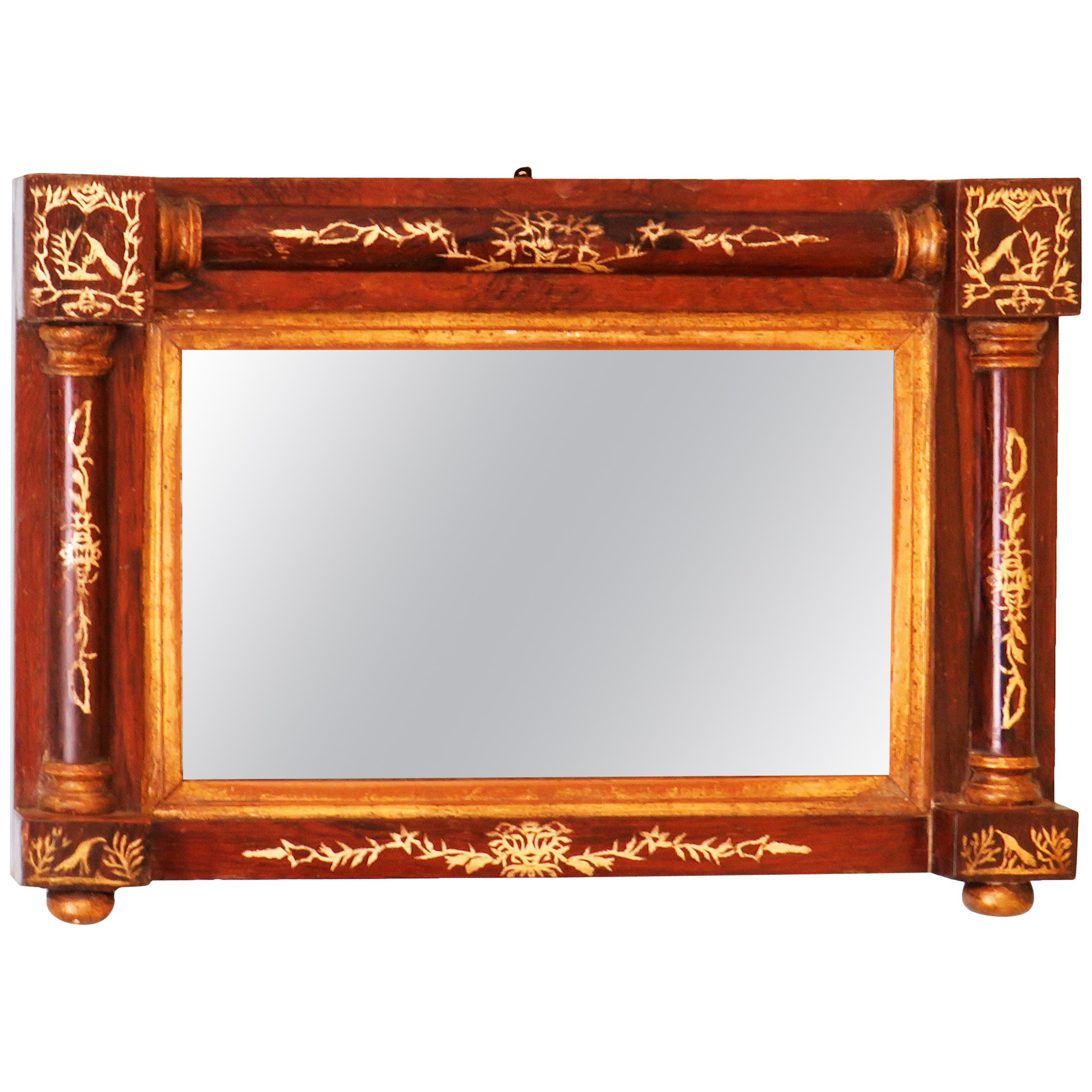Regency English Rosewood And Gilt Wall Mirror For Sale