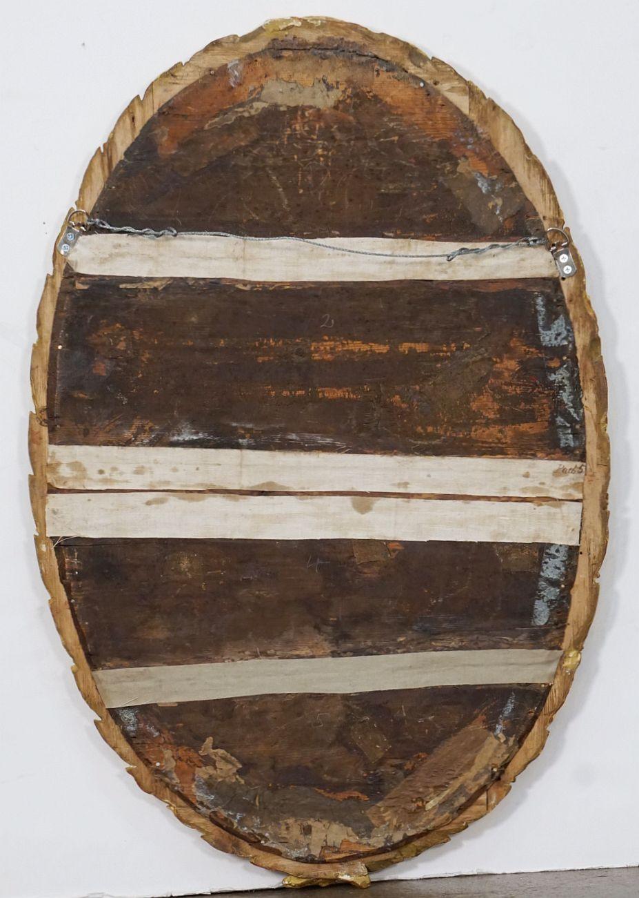 Miroir ovale sculpté en bois doré de l'époque Régence avec motif de feuille de laurier d'Angleterre en vente 5