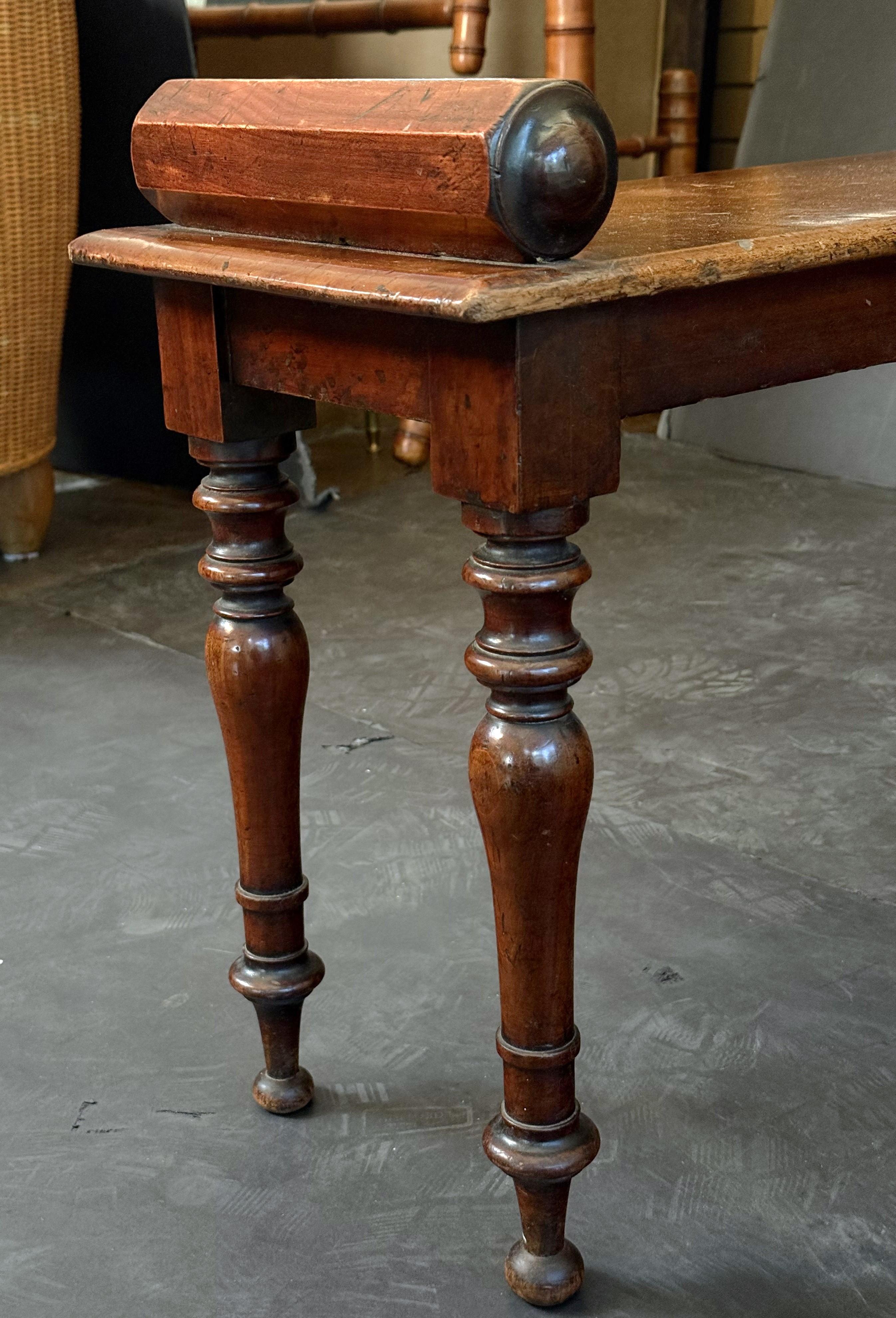 Wood Regency Era Hall Bench or Window Seat of Mahogany from England For Sale