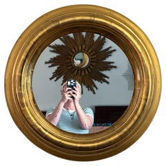 Regency Era Large Round Mirror with Deep Gilt Frame from England (Dia 26 1/2 in)