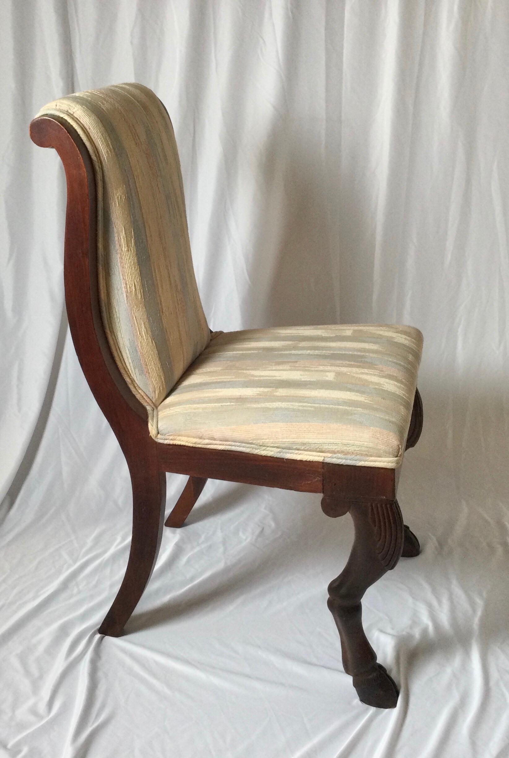 English Regency Era Side Chair with Goat Hoof Front Legs For Sale