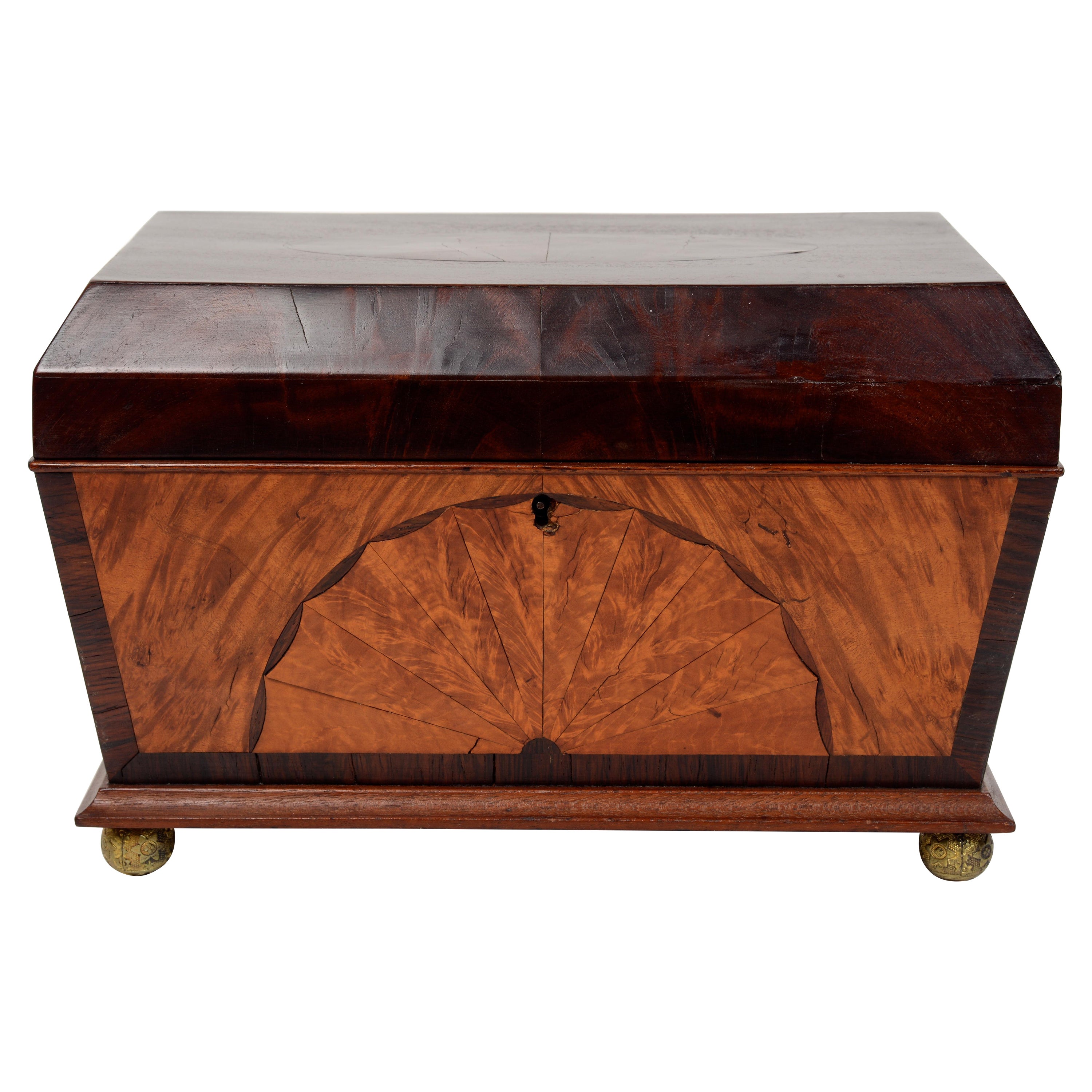 Regency Fan Inlaid Jewelry Box With Fitted Interior and Mirrored Lid, c1810