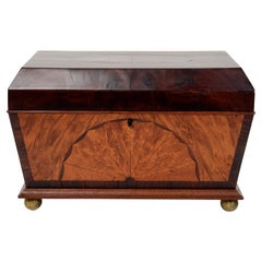 Regency Fan Inlaid Jewelry Box With Fitted Interior and Mirrored Lid, c1810