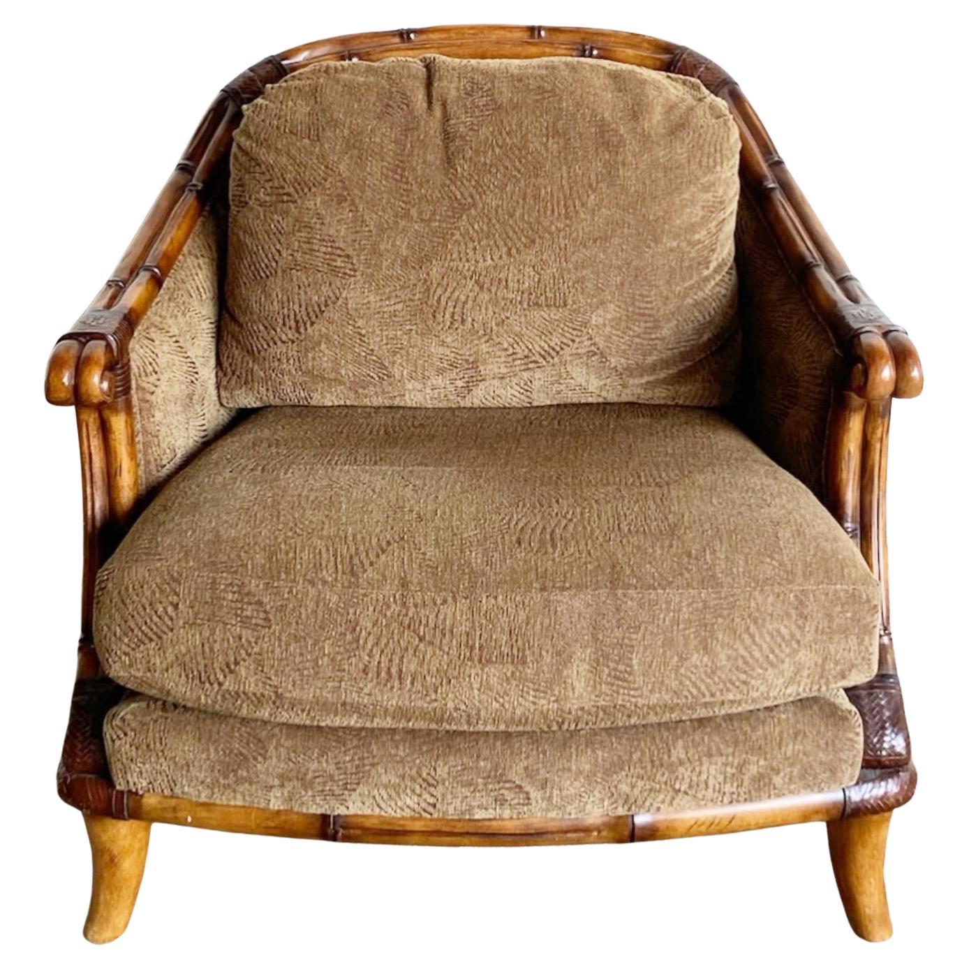 Regency Faux Bamboo Arm Chair by Schnadig For Sale