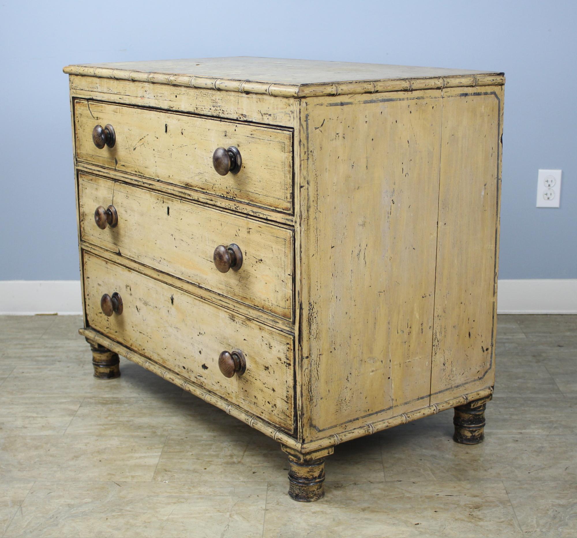 English Regency Faux Bamboo Chest with Original Paint