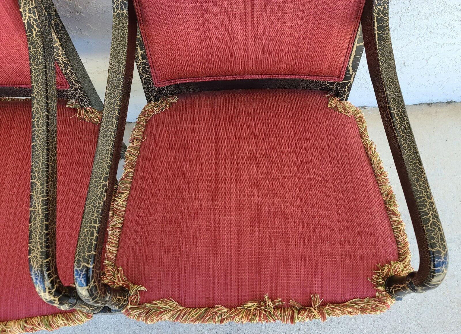 Late 20th Century Regency Faux Bamboo Ebonized Armchairs  For Sale