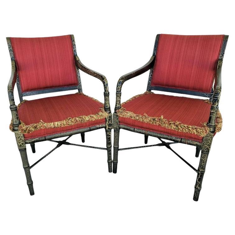 Regency-Sessel aus ebonisiertem Kunstbambus  im Angebot